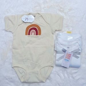 Baby Onesie Lot - Long Sleeve Bodysuits and Baby Rainbow Tee 12 month unisex